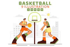 9 Playing Basketball Illustration Product Image 1