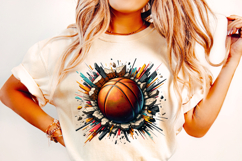 3D Basketball Hole PNG, Basketball Ball PNG Sublimation Product Image 1