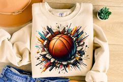 3D Basketball Hole PNG, Basketball Ball PNG Sublimation Product Image 3