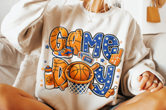 Basketball Faux Yarn PNG, Basketball Game Day PNG, Clipart Product Image 4