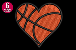 Basketball Heart Machine Embroidery Design - 6 sizes Product Image 2