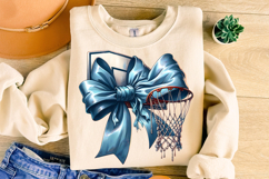 Basketball Hoop Bow PNG, Basketball Coquette Bow PNG, Sports Product Image 1