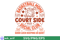 Basketball Moms Court Side Social Club SVG PNG T-shirt Product Image 1