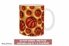 3D Inflated Puffy Basketball Mug Wrap PNG | Puff Texture Product Image 1
