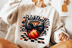 Retro Checkered Basketball PNG, Basketball Mom PNG, Coquette Product Image 3