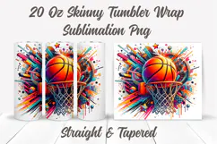 Retro Basketball Tumbler Wrap, Basketball Sublimation PNG Product Image 2