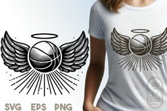 Basketball with Angel Wings Illustration SVG File Product Image 1