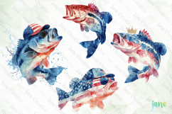 Bass Fish 4th Of July Sublimation Clipart Product Image 1