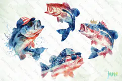 Bass Fish 4th Of July Sublimation Clipart Product Image 1