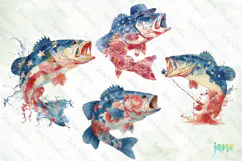 Bass Fish 4th Of July Sublimation Clipart Product Image 1