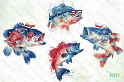 Bass Fish 4th Of July Sublimation Clipart Product Image 1