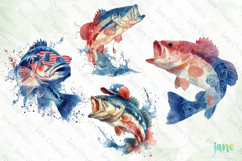 Bass Fish 4th Of July Sublimation Clipart Product Image 1