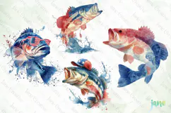 Bass Fish 4th Of July Sublimation Clipart Product Image 1