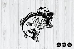 Fishing SVG, Bass Fish SVG, Camo Hat Fish SVG Product Image 1
