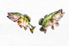 Bass Fishing Watercolor Sublimation clipart Product Image 3