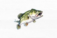 Bass Fishing Watercolor Sublimation clipart Product Image 4