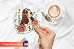 Basset hound puppy flowers sticker Product Image 1
