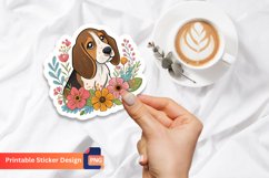 Basset hound puppy flowers sticker Product Image 1