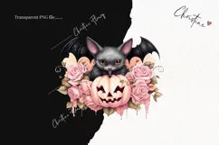 Pastel Pink Watercolor Bat Clipart | Watercolor Halloween Product Image 2