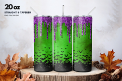 20oz Halloween Tumbler Bat Glitter Drip Scare Sublimation Product Image 1