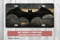 Shabby Bat License Plate PNG | Halloween Car Plate Design Product Image 1