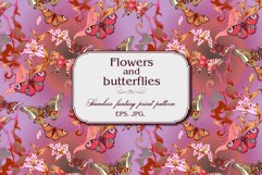 Seamless pattern butterflies and lilies Product Image 1