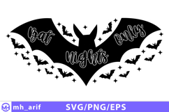 Bat Nights Only Halloween SVG PNG Design Product Image 1