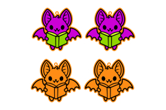 Bat Reading Book Halloween Earrings Laser Cut SVG Template Product Image 3