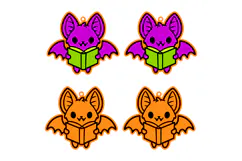 Bat Reading Book Halloween Earrings Laser Cut SVG Template Product Image 3