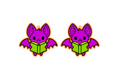 Bat Reading Book Halloween Earrings Laser Cut SVG Template Product Image 2