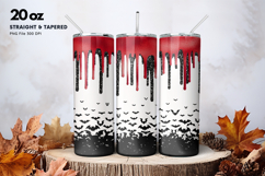 20oz Halloween Tumbler Bat Glitter Drip Scare Sublimation Product Image 1
