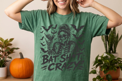 Bat Shit Crazy Halloween PNG,Spooky Season Witch Messy Bun Product Image 2