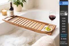 Bath Caddy Tray Laser Cut | Bathtub Tray | Bath Caddy Bridge Product Image 1