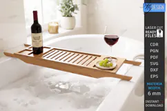 Bath Caddy Tray Laser Cut | Bathtub Tray | Bath Caddy Bridge Product Image 1