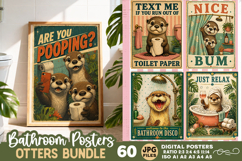 Bathroom funny otters posters, Retro 60 Posters JPG Bundle Product Image 1