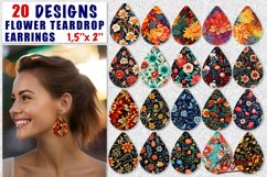 Teardrop earring sublimation bundle / Flower earrings, batik Product Image 1