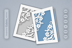 Bats and Floral Greeting Card Papercut SVG Product Image 1