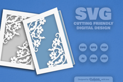 Bats and Floral Greeting Card Papercut SVG Product Image 2