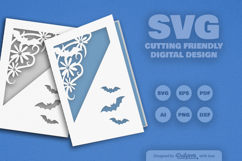 Bats and Floral Greeting Card Papercut SVG Product Image 2