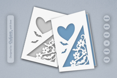 Bats and Floral Greeting Card Papercut SVG Product Image 2