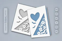 Bats and Floral Greeting Card Papercut SVG Product Image 2