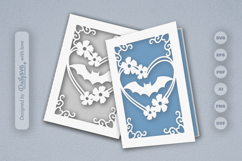 Bats and Floral Greeting Card Papercut SVG Product Image 1