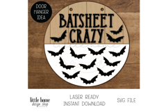 Bats Halloween Sign, Halloween Door Hanger Laser File Product Image 2