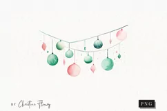 Pastel Watercolor Bauble Garland Clipart | Christmas Clipart Product Image 1