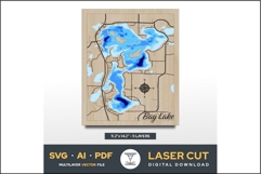 Bay Lake 3D layered map svg Product Image 1