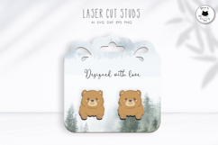 Grizzly Bear Stud Earrings | Animal Laser Cut Earrings Product Image 1