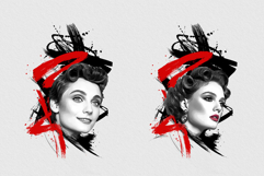 Trash Polka Style Vintage Portrait Tattoo Design Product Image 3