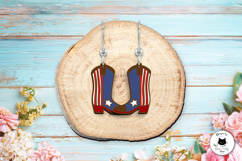 Patriotic Dangle Earrings Laser Cut | Western Earrings SVG Product Image 2
