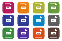 Set Of File Formats Icons Product Image 1