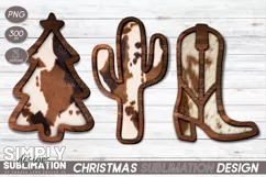 Cowhide and Wood Christmas Clipart | Sublimation | Png Product Image 1